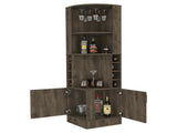 Dark Brown 8-Bottle 2-Shelf Bar Cabinet B062P202124