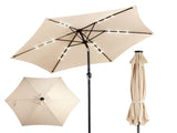 9ft Solar Patio Umbrella with LED Lights, Outdoor Market Table Umbrella with Push Button Tilt & 40652998