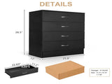 4-Drawer Particleboard Drawer Cabinet with Textured Melamine Finish 25.98*12.99*28.74in Black 26794048