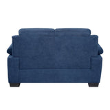 Comfortable Plush Seating Loveseat 1pc Modern Blue Textured Fabric Channel Tufting Solid Wood Frame B011133628