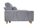 Gray Deep Seat Corduroy Loveseat with Brushed Stainless Steel Cup Holders and 2 Decorative Pillows, 35611073