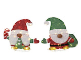 Set of 2 Lighted Gnome and Candy Cane Christmas Decorations, Pre-lit 2D Holiday Decor with 80 Warm 54892620