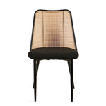 ZUN Black Rattan Dining Chairs Set of 2,Boucle Chairs with Natural Cane Back, Upholstered Dining Room W1164P218679