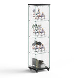 4 Tier Glass Display, Single Door Glass with Lock and Wheels, Floor Standing Storage W1668P241902