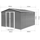 Metal garden sheds 10ftx8ft outdoor storage sheds Grey 32909920