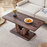 ZUN Modern Minimalist Walnut Dark Brown Texture Sticker-Patterned MDF Rectangular Coffee Table. Add a W1151P230544