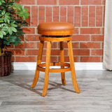 ZUN 30" Bar Stool, Natural Finish, Saddle Leather Seat B04660651