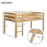 ZUN Twin Wood Loft Bed Low Loft Beds with Ladder,Twin,Walnut WF286816AAD