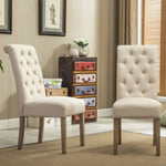 ZUN Habit Solid Wood Tufted Parsons Dining Chair, Set of 2, Tan T2574P164545