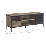 ZUN Rustic Oak and Black 1-Drawer TV Stand B062P209414