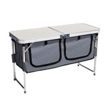 Outdoor Folding Camping Table with Storage Compartment, 4ft Portable Pinic Table with 3 Adjustable 49975057