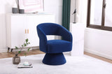 ZUN Swivel Accent Chair Armchair, Round Barrel Chair in Fabric for Living Room Bedroom, Blue 74650903