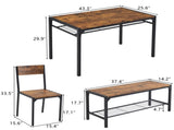 Dining Table Set for 4, Kitchen Table with 2 Chairs and a Bench, 4 Piece Kitchen Table Set for Small 60339413