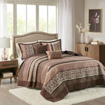 ZUN 5 Piece Jacquard Quilt Set with Throw Pillows Red King/Cal King B03597548