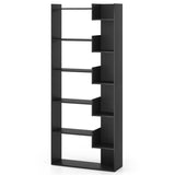 Black 6-Tier Bookshelf Wooden Bookcase 52882439