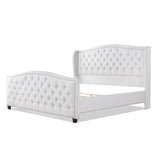 ZUN Marcella Upholstered Shelter Headboard Bed Set, King, Bright White Polyester B2719P238227