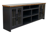 96 inch TV Stand Console for TVs up to 100 inches, No Assembly Required, Black and Whiskey Finish B108P160147