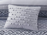 7 Piece Jacquard Comforter Set Navy King B03597209