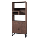 ZUN 75.9"Modern Open Bookshelf with Doors, Bookcase with Storage drawer and LED Strip Lights,Free 20340850