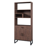 ZUN 75.9"Modern Open Bookshelf with Doors, Bookcase with Storage drawer and LED Strip Lights,Free 20340850