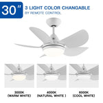 ZUN 30 In Intergrated LED Ceiling Fan Lighting with White ABS Blade W1367P182806