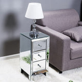 ZUN Modern and Contemporary Mirrored 3-Drawers Nightstand Bedside Table 34787396