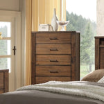 ZUN Oak Finish 1pc Chest Of Drawers Wooden Texture 5x Drawers Storage Bedroom Furniture B011P244398