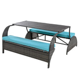 U_STYLE Versatile outdoor loveseat that converts to four seats and a table, suitable for gardens and WF321803AAC