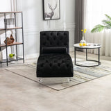 COOMORE Velvet Chaise Lounge Indoor,Button-Tufted Upholstered Chaise Lounge Chair with Pillow for W39538681