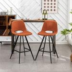 ZUN Porth Fabric Kitchen 28.25" Counter Height Stools, Set of 2, Orange T2574P165089