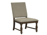 Traditional Classic Brown Dinng Chair Set of 2 Beige Fabric Upholstered Nailhead Trim Wooden Dining B011P188432