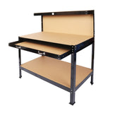 Steel Workbench Tool Storage Work Bench Workshop Tools Table W/Drawer and Peg Board 63" W46517479