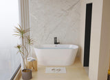 55" Acrylic Freestanding Bathtub, Stand Alone Soaking Tub, Glossy White Acrylic, Toe-tap Chrome W1675P291373