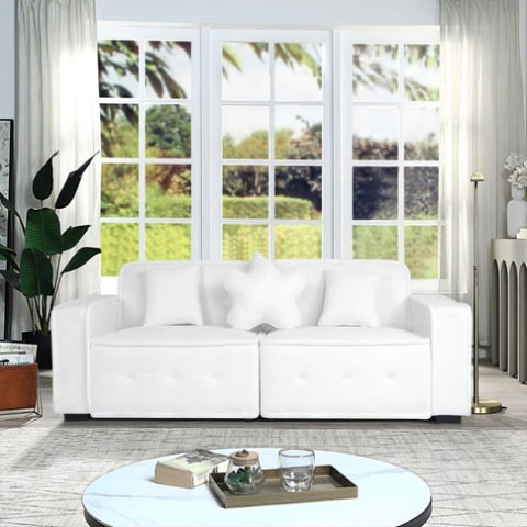 ZUN White, Velvet cloth Modern Indoor Sofa With Three Pillows, 93.50"*35.23"*30.70" 24363822