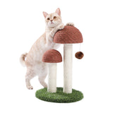 ZUN Cat Scratching Post Mushroom Claw Scratcher with Natural Sisal Ropes Interactive Dangling Ball for 03002290