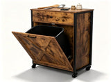 Trash Can Cabinet with 1 Drawer and 1 Door, Made of MDF with a Melamine Finish 22.4*13.8*35.4in 94300581
