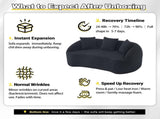 LY-049S Curved Modern Boneless Sofa Loveseat, Backrest Upgrade, 2-Seater Black Chenille Compression W2231P402442