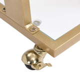 Golden Side Table, Acrylic Sofa Table, Glass Top C Shape Square Table with Metal Base for Living W82153574