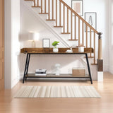 70.9 inch Extra Long Console Table with 2 Power Outlets & USB Ports, Rustic Industrial Sofa Table 55958898