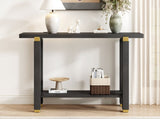 U_Style 62.9" Modern Minimalist Console Table, Solid Wood Entryway Sofa Table with Metal Accents, N711P289140B