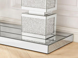 Mirrored Console Table with Crushed Diamond Inlay,Silver Mirrored Entryway Table,Modern Accent W1005P565131
