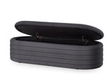 Modern Oval Storage Ottoman Bench, Upholstered Fabric End Bed Storage Bench Aesthetic Large Foot W2186P440509
