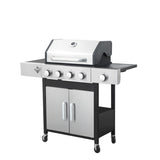 ZUN 4-Burner Propane Gas BBQ Grill with Side Burner, 46790BTU Output With Enameled Cast Iron Cooking W2938P208384