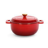 Cast iron 5QT cooking pot - Gradient red - Includes two silicone gloves - Enamel pot 72490556
