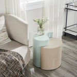 ZUN Ying Yang Modern & Contemporary Style 2PC End Table Made with Iron Sheet Frame in Mint & Taupe B009140744