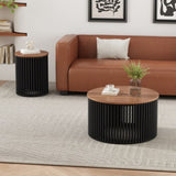 ACACIA SOLID WOOD COFFEE TABLE,NATURAL & BLACK COLOR N770P269893N