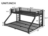 Metal Twin XL over Queen Bunk Bed for Teens and Adults,Noise Reduced/No Box Spring Needed, Black W1580P243343