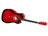 Turn red 41-inch Dreadnought barrel-shaped cutaway acoustic guitar with pick, strings, capo, gig 66684470