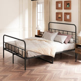Metal Platform Bed frame with Headboard, Sturdy Metal Frame, No Box Spring Needed W578P147731
