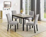 4pc Contemporary Parson Style Chairs Black Frame Upholstered Padded Soft Textured Gray Fabric Wooden B011P243251
